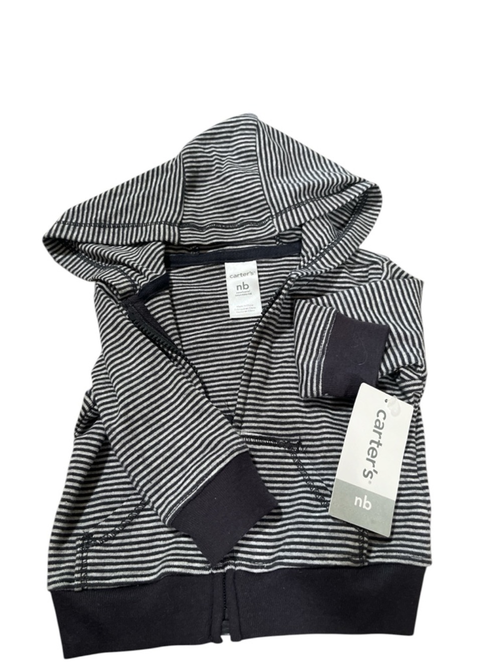 Carter's New Born 
Black & White Striped Hoodie Sweater
NWT